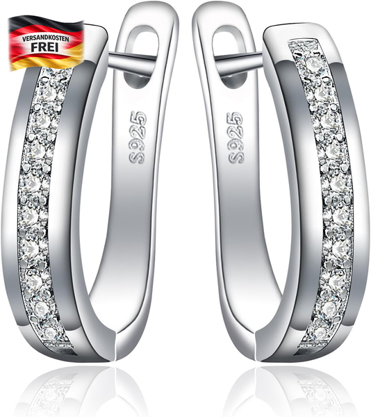 Damen Ohrringe Creolen Silber 925 Mit Zirkonia Huggie Hoop Schmuck Set-image