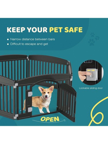 Dog Playpen 6 Panel 24" Plastic Exercise Pen w/ Door Puppy Dogs Outdoor indoor - Picture 4 of 13