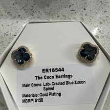 Bomb Party New OG Earring ?The Coco Earrings ? LC Blue Zircon Gold Plating 
