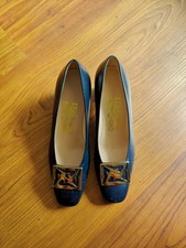 Salvatore Ferragamo Women's Vintage Pump Heels, Size 5.5, Navy Blue