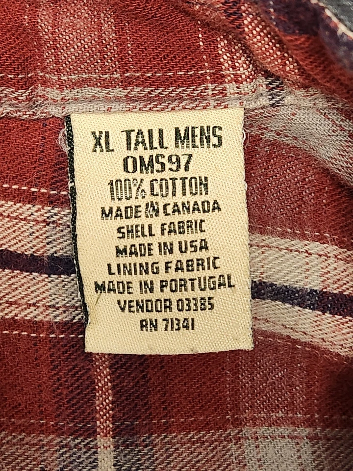 DE COLECCIÓN L.L. Camisa Huracán Forrada de Franela Frijol Para Hombre XLT Azul Cazadora con Botones Foto 3 de 4