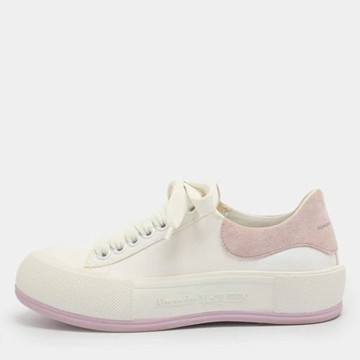 Alexander McQueen Deck Plimsoll taille 37 blanc beige toile et lacets en daim - Photo 1/4