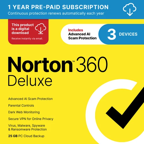 Norton 360 Deluxe | 3 Devices | Digital Download Code sent by Email deal from eBay