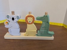 FisherPrice Wood Baby Toy Stack  Sort Animals, 10 Wooden Pieces for Development