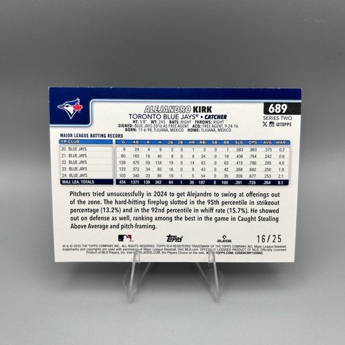 2025 Topps Series 2 #689 Alejandro Kirk Camo Parallel /25 Toronto Blue Jays SSP - Picture 2 of 2