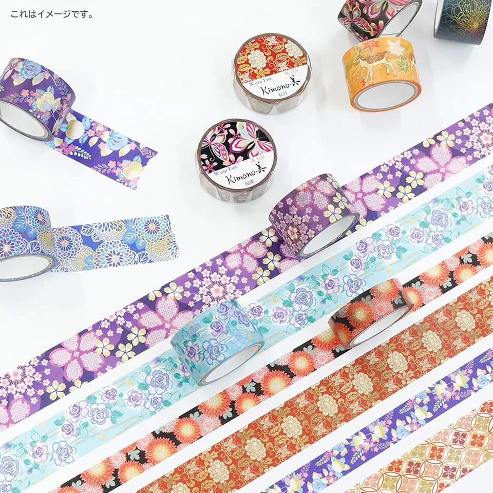 Juego de cinta adhesiva Kamisoi - Kimono Beauty - Washi japonés - 3 rollos NUEVO Foto 2 de 4