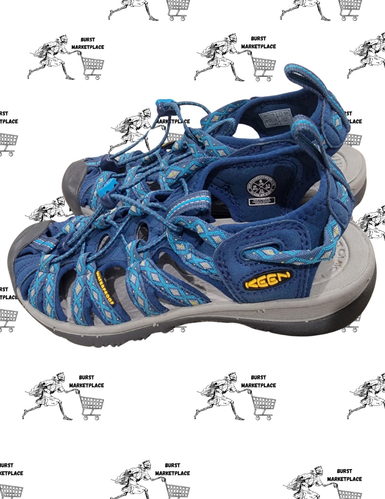 SANDALO KEEN WHISPER DONNA TAGLIA 6. EUC IMPERMEABILE LEGGERO PUNTA CHIUSA BLU