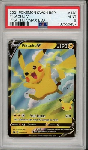 2021 Pokemon Black Star Promo Pikachu V VMAX Box #143 PSA 9