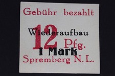GERMAN WIEDERAUFBAU TAX STAMP 12PFG 1MARK SPREMBERG MNH
