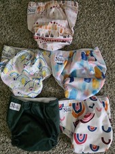 Lot Of 5 Nora's Nursery Cloth Diapers Covers With Pockets Adjustable