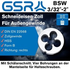 GSR Schneideisen BSW 3/32"-2" Zollgewinde Au&szlig;engewinde Gewindeschneider HSS-G