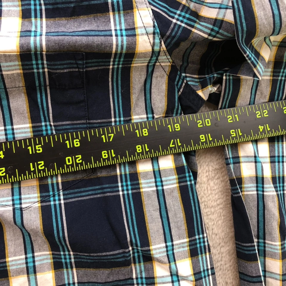 George Mens Shirt Small Plaid Long Sleeve Classic Fit Button Down Casual Blue - Image 4 of 4