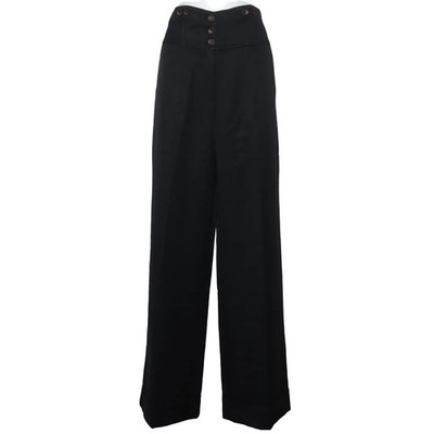 Banned Retro, Palazzohose, Größe: L, Schwarz, Elasthan/Polyester/Viskose #WxG