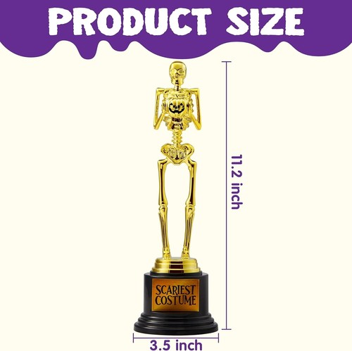 6 PCS Halloween Trophy Awards Best Costume Skeleton 11.25 X 3.5 for Halloween - Picture 3 of 7