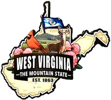 West Virginia The Mountain State Est. 1863 Artwood Jumbo Fridge Magnet