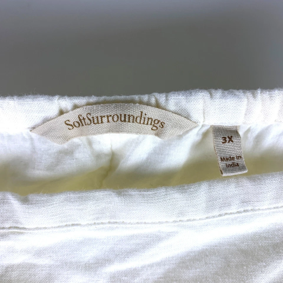 Maxi Falda Soft Surroundings Terah Talla 3X Antigua Mezcla de Lino Blanco Línea A Niveles Foto 4 de 4