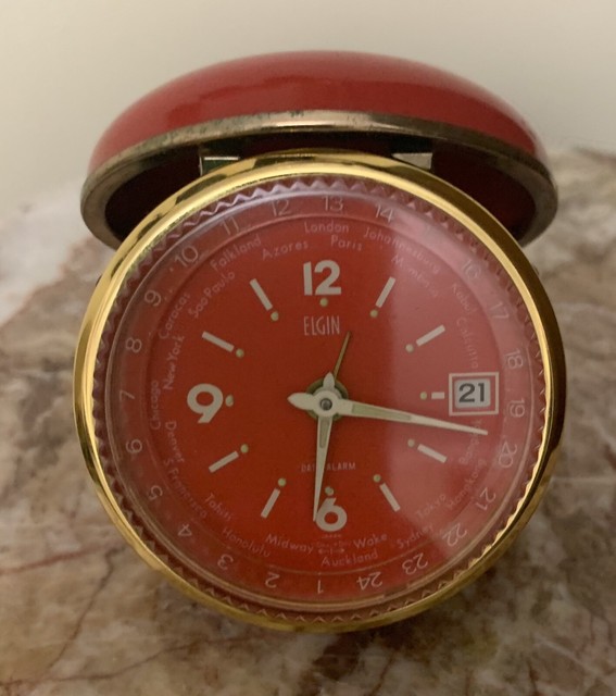 Vintage Elgin Travel Alarm Clock Made In Japan . Working eBay