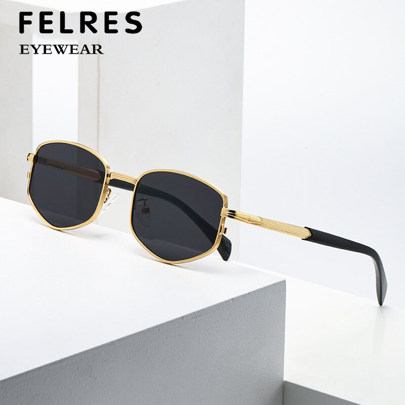 Stylish Metal Polygon Retro Sunglasses for Unisex Small Frame Outdoor Driving Shades