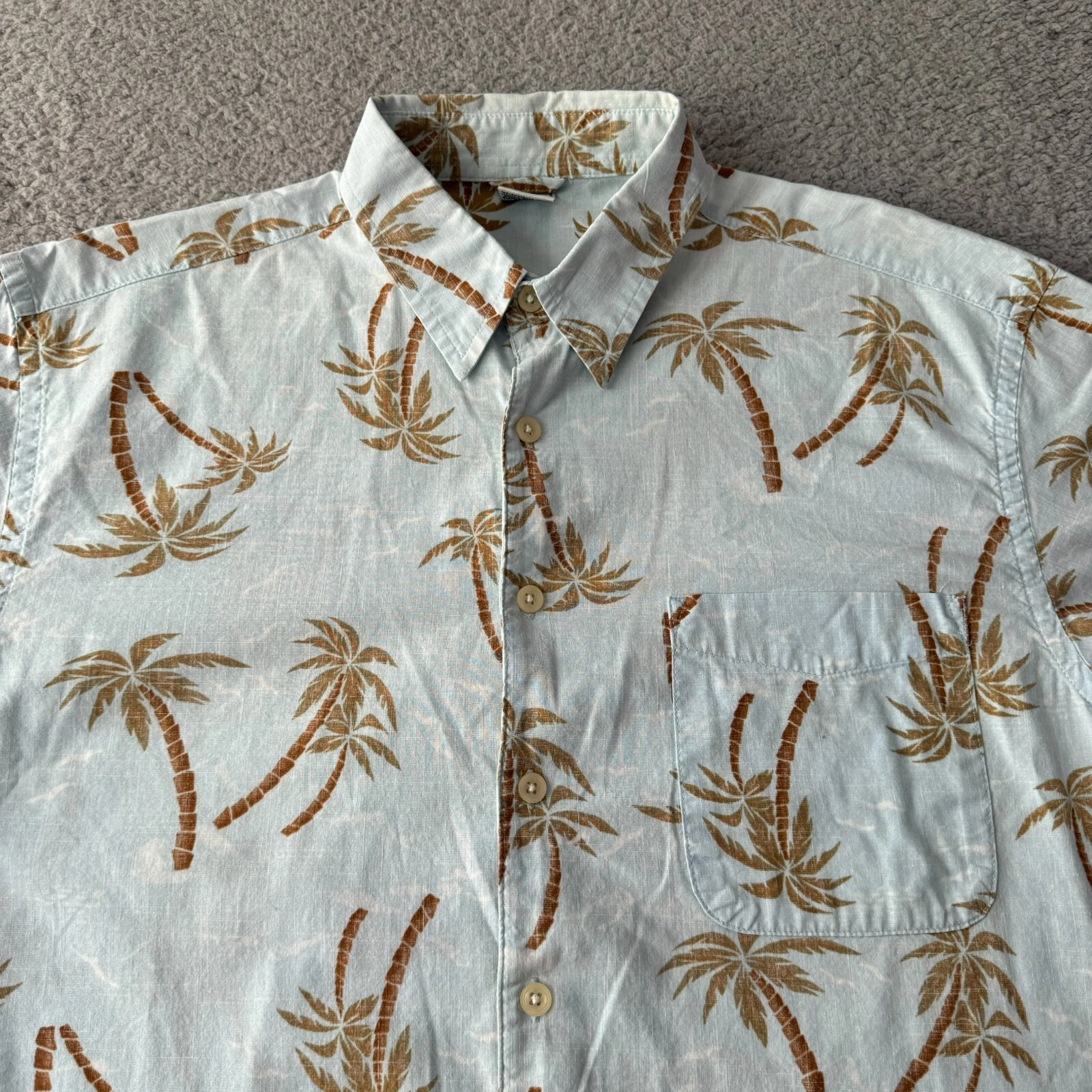 NEW Old Navy Shirt Mens Medium Yellow Hawaiian Tropical Summer Beach Casual
