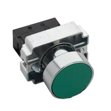 Momentary Push Button Switch N/O, On/Off Flat Head, Green, Self-Resetting