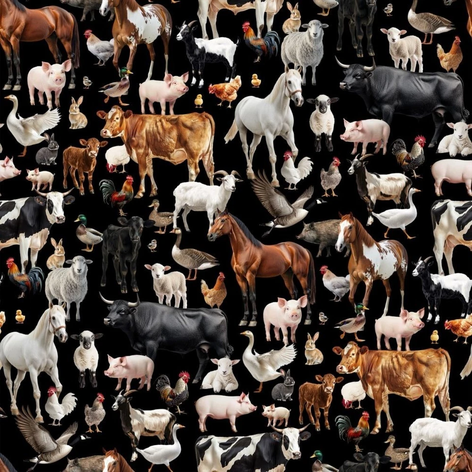 Tela Farm Friends 45" de ancho 100 % algodón premium impresión digital por yarda Foto 2 de 2