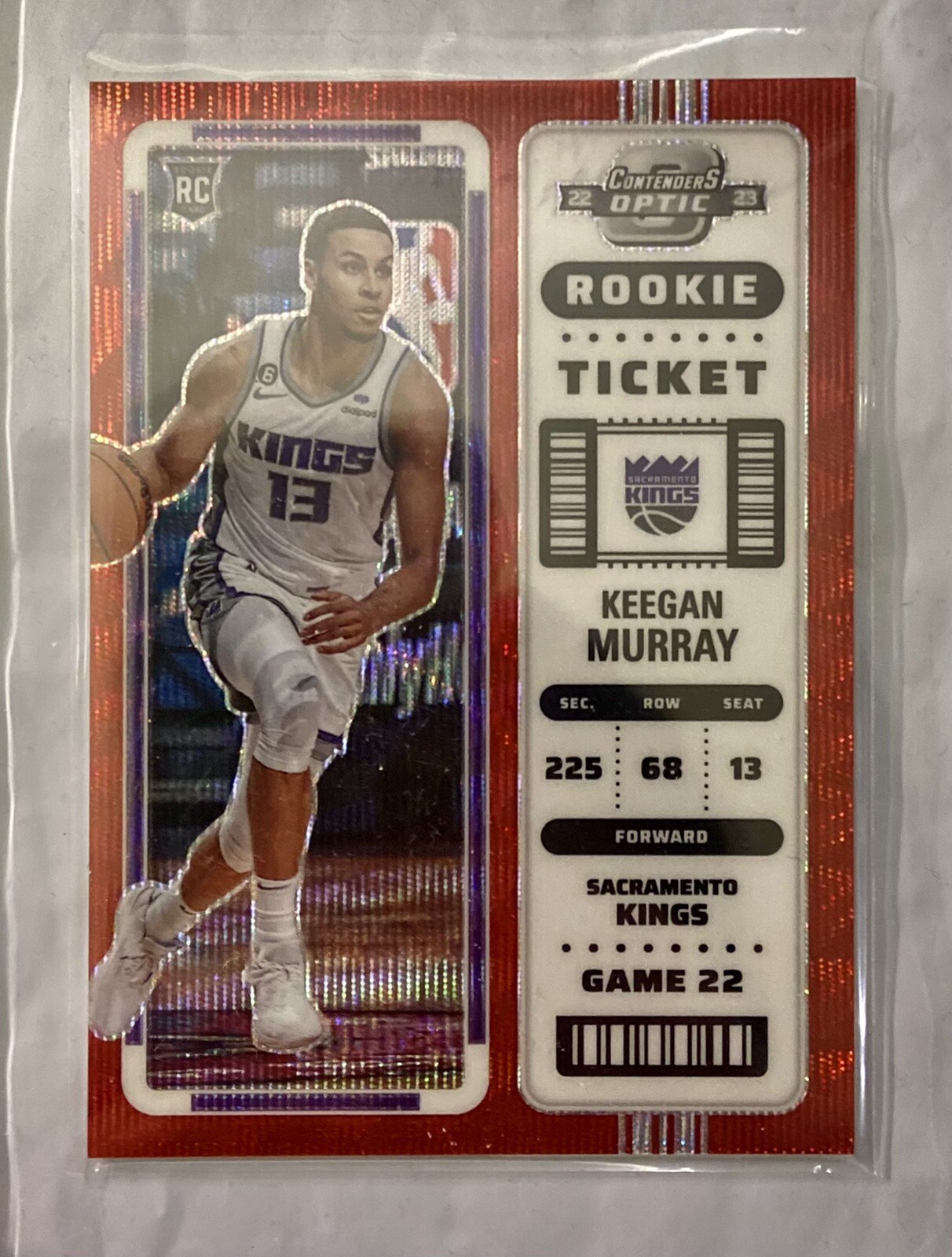 2022 Panini Optic Contenders Rookie Ticket Red Wave Prizm Keegan Murray RC #22