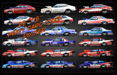 Bob Glidden Pro Stock Cars Poster-Banner Print-019