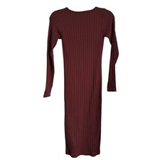 Kimberly Ribbed brown Long Sleeve Midi Dress With  Cutout size small. NWOT