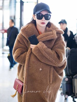 Women's Teddy Coat Mid-length Thickened Lambswool Outwear Fur Warm Long Jacket