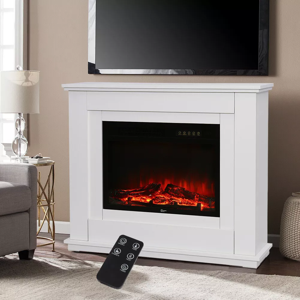 Electric LED Flame Fireplace Inset Fire Surround Suite with
