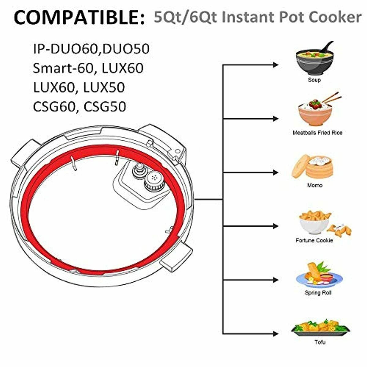 2 Pcs Pot Sealing Ring Silicone Pressure Cooker's Fit 6 5 Qt Replacement  Gasket