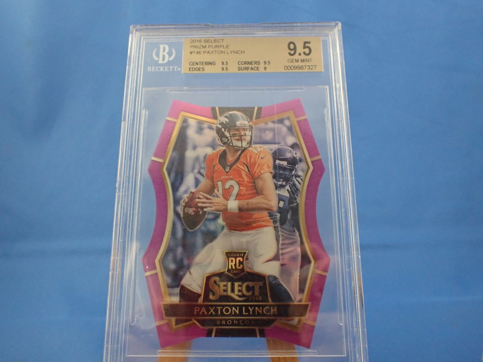 Paxton Lynch Panini Select #146 Purple Prizm Die-Cut