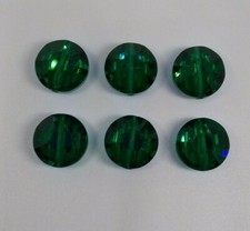 6pc Swarovski Crystal Emerald AB 12mm Lentil 5100 Beads; Vintage; Rare 