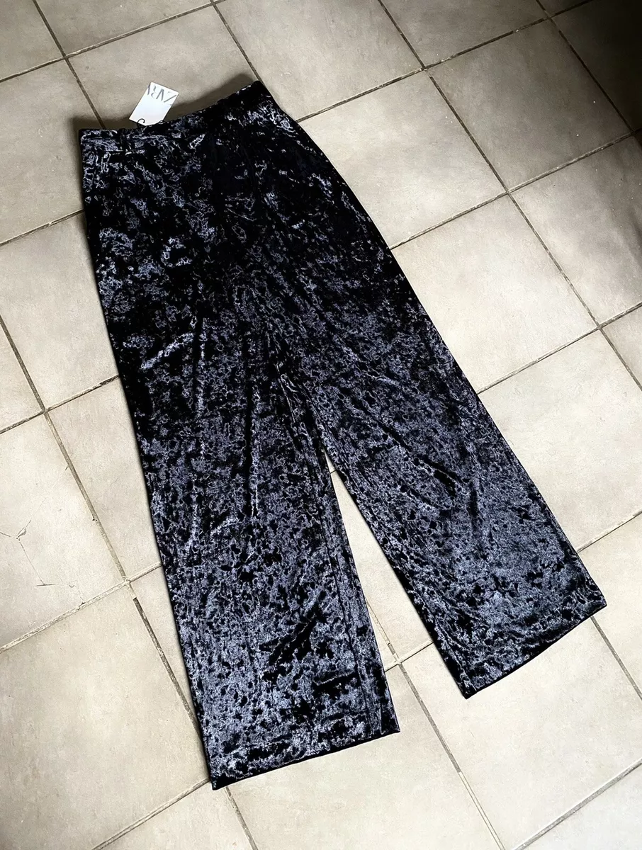 Crushed Velvet Wide Leg Pants