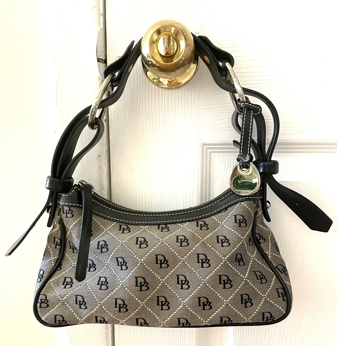 DOONEY & BOURKE black fabric leather monogram small shoulder bag