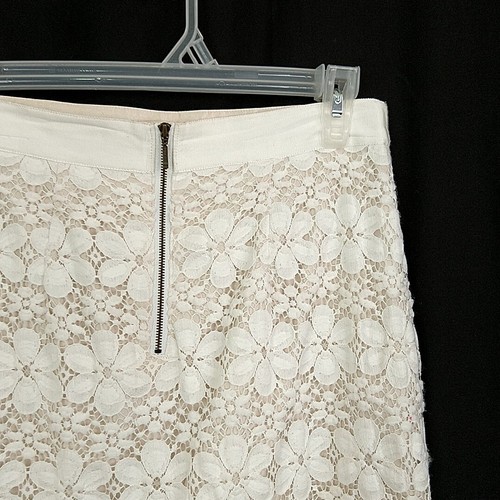 Loft Womens sz 4 A Line Skirt Ivory Floral Lace Knee Length Back Exposed Zipper - Picture 4 of 6