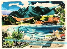 Hawaii 1958 Waikiki Beach Vintage Poster Print Retro Style Tropical Wall Art