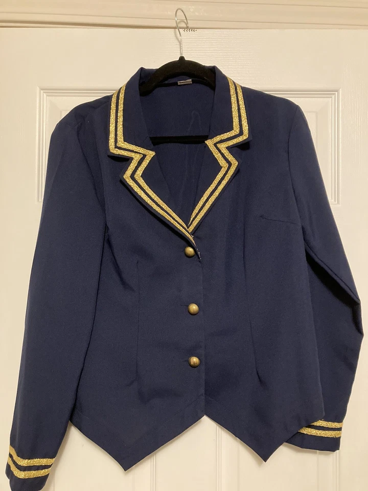 Disfraz de asistente de vuelo Smiffy’s azul talla mediana chaqueta y falda y sombrero Foto 2 de 4