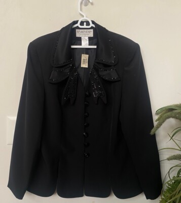 NWT Anthony Evening Women's Beaded Black Blazer Jacket