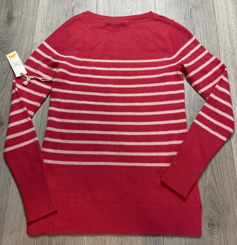 C&C California Sweater Women XS Pink Striped Cashmere Cozy Soft Luxury Barbie - Picture 2 of 7