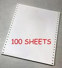 9.5x11 Computer Paper 100 Continuous Sheets for Dot Matrix Printer