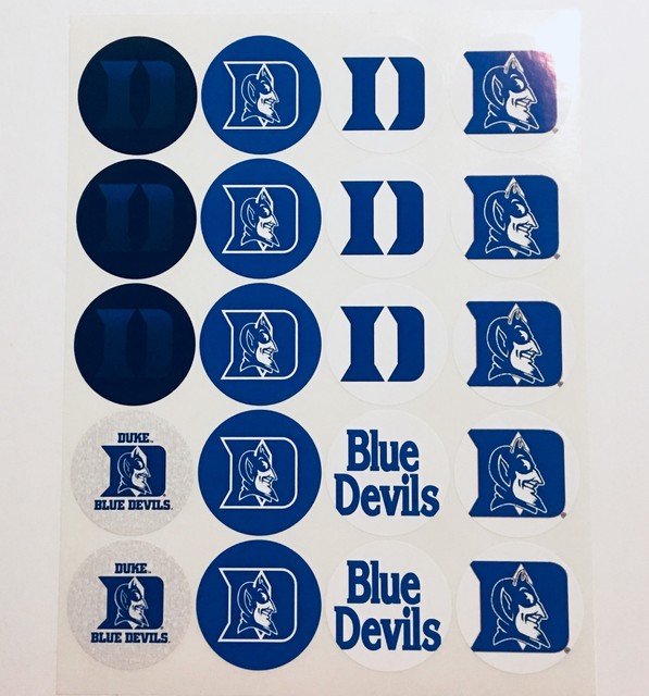 SET of 100 2" DUKE BLUE DEVILS ADHESIVE STICKERS.Make Cupcake Toppers