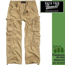 Image of Brandit Pure Vintage Trousers Mens Combat Cargo Trousers Military Army Beige