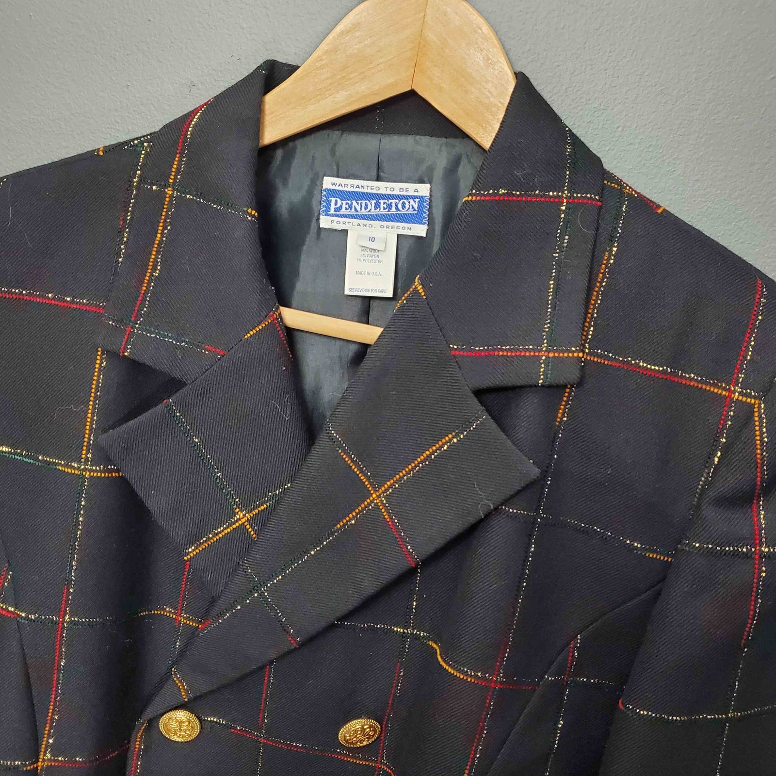 Pendleton Women's Wool Blend Button Black Blazer … - image 2