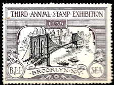 USA Cinderella 1934 Third Annual Stamp Exhibition, Brooklyn NYBRIDGEMNG VF