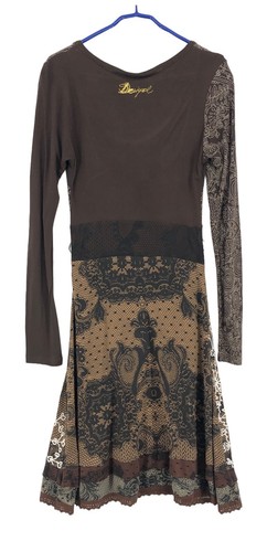Vestido mujer DESIGUAL manga larga cuello redondo talla S - Imagen 2 de 8