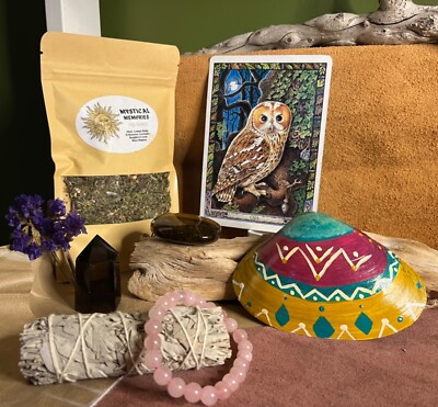 Big Meditation smudge kit crystals Christmas witchy tigers eye quartz Tea blend