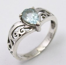 NEU Luxus 925 Sterling Silber-Ring mit Blautopas Gr. 6, 7, 8, 9, 10 Handmade