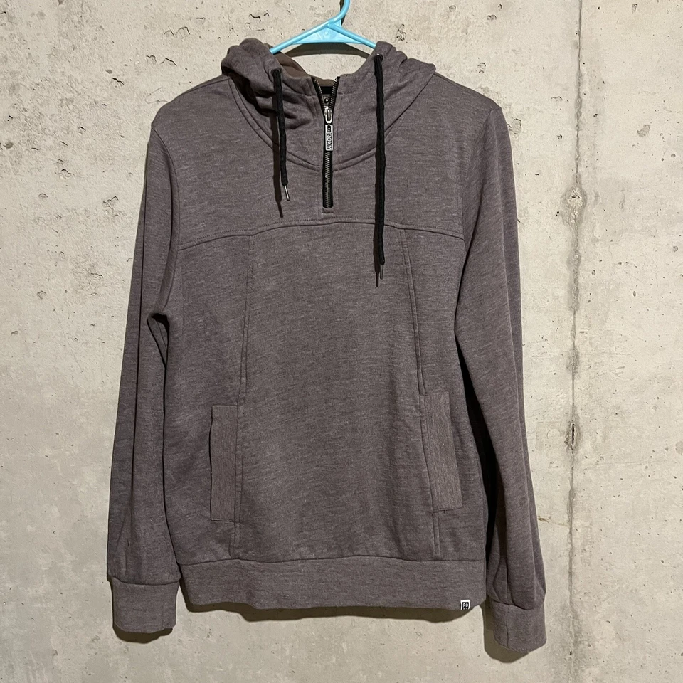 Suéter Roxy Mujer Pequeño Gris Pullover Sudadera con Capucha Cuarto Cremallera Bolsillos Foto 3 de 4