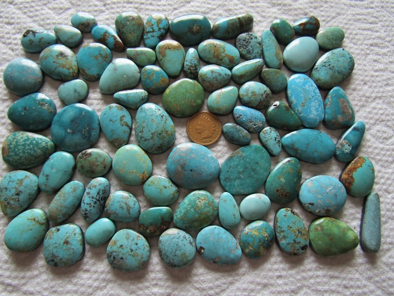 72 Mixed Turquoise Cabs 1000 carats Blue Green Cabochons Wholesale Lot